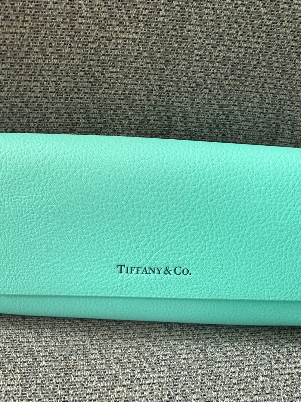 Tiffany & Co. Signature Robin's Egg Blue Leather Sunglass case and cleaning clot
